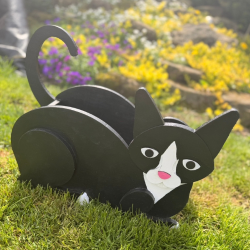 Wooden Cat Planter