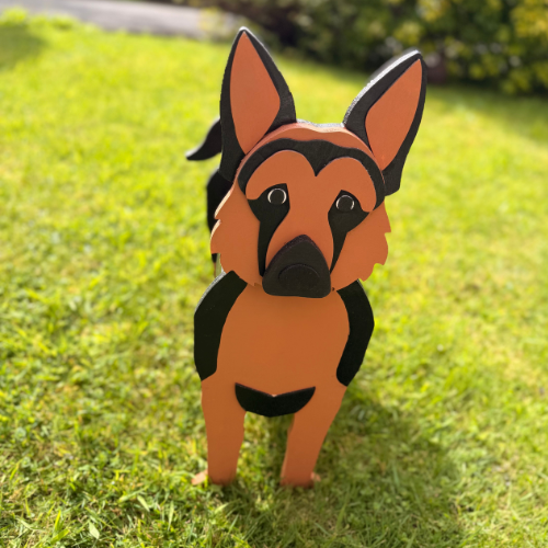 Wooden German Shepherd Planter