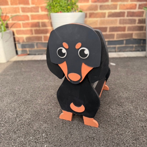 Wooden Dachshund Planter
