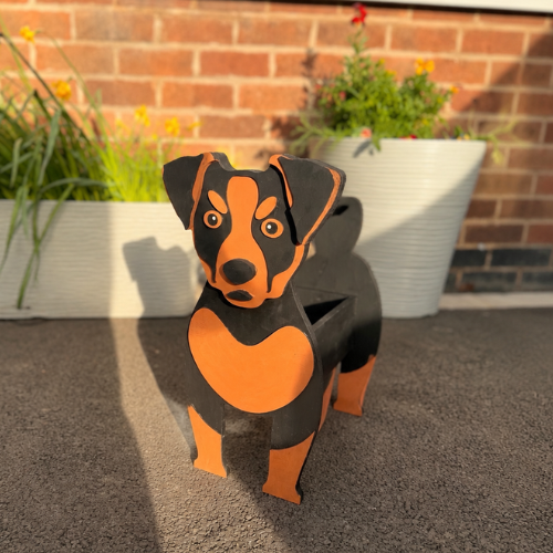 Wooden Jack Russell Planter