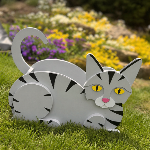 Wooden Cat Planter